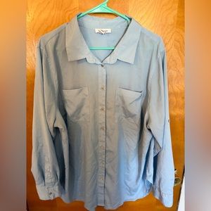 Women’s Calvin Klein long sleeve blue button up shirt